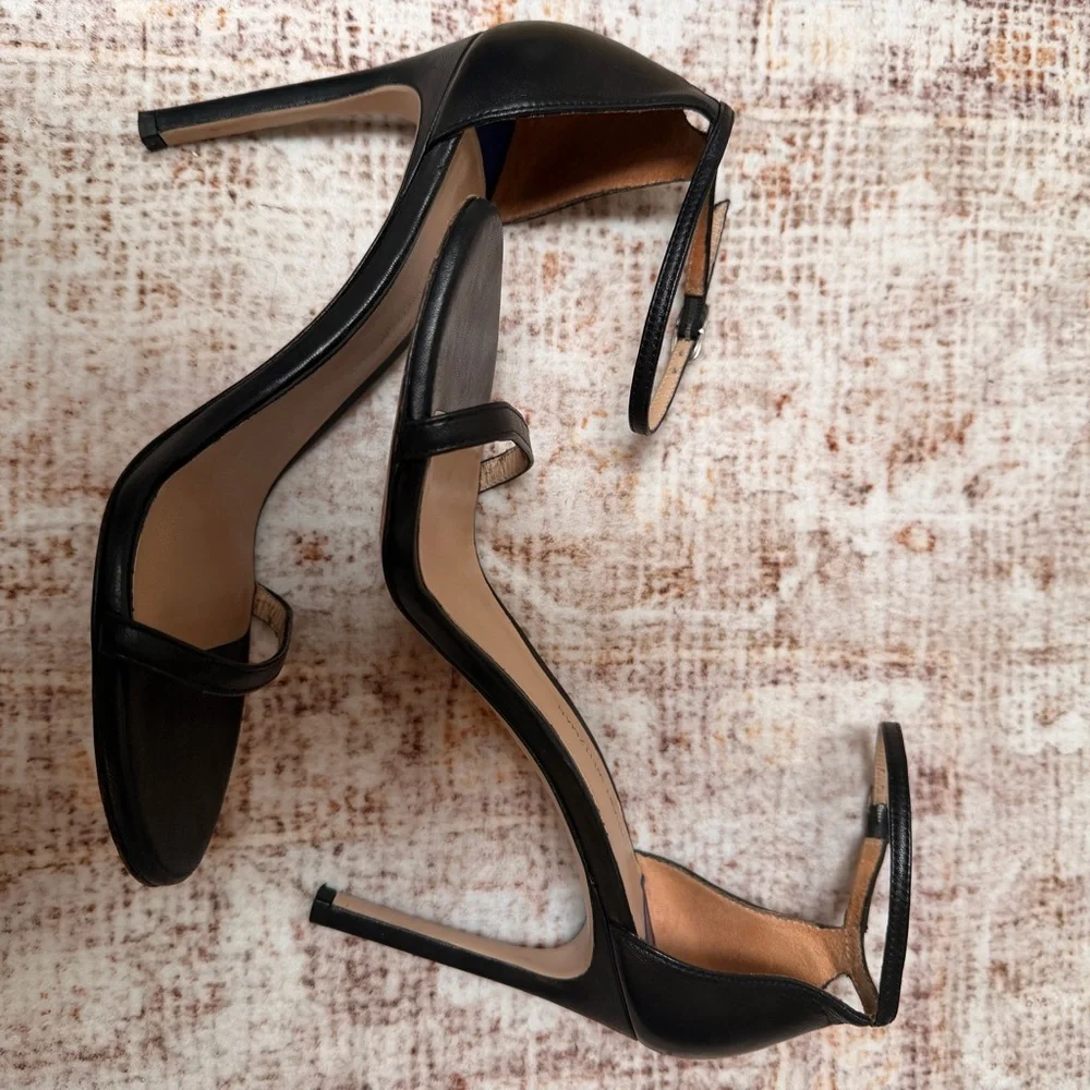 Stuart Weitzman Black Leather Nudist Ankle Strap shoes|sandals|Heels sz 10 - Picture 7 of 15